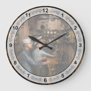 Reloj Redondo Grande Steampunk - Controles en el USS Washington 1920