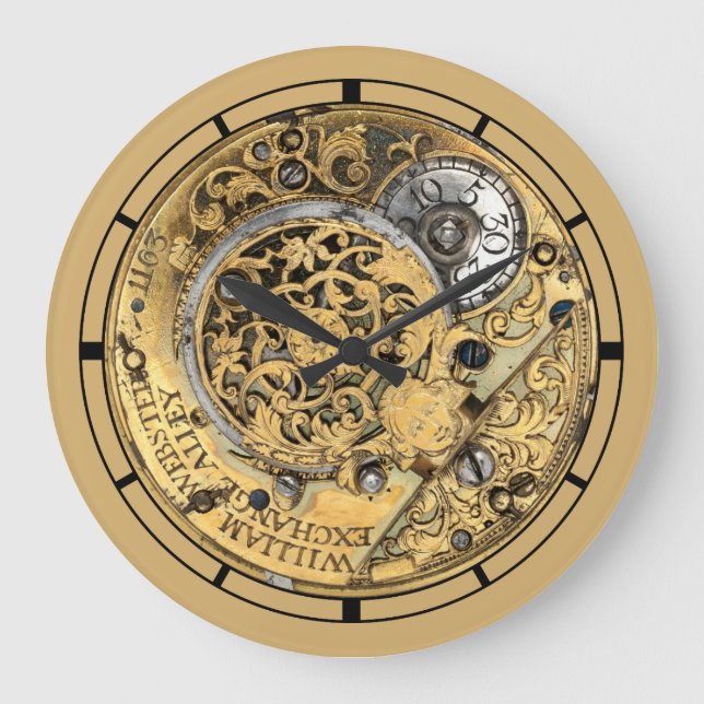 Reloj Redondo Grande Steampunk de la Antigua década de 1700 (Anverso)