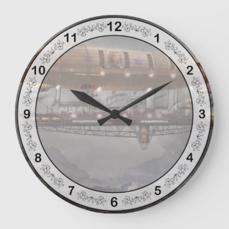 Reloj Redondo Grande Steampunk - Dirigible - Aeronave Maximus