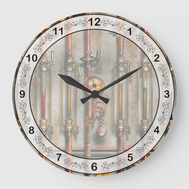 Reloj Redondo Grande Steampunk - El colector de lubricación (Anverso)