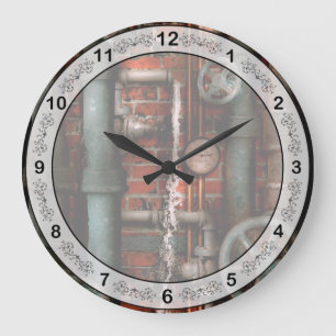 Reloj Redondo Grande Steampunk - Fontanería - Tuberías y Válvulas