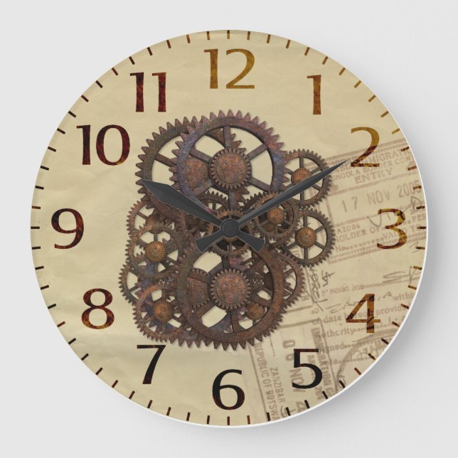 Reloj Redondo Grande Steampunk Gears (Anverso)