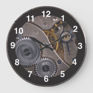 Reloj Redondo Grande Steampunk Gears 🕰️ Aniversario Especial Silver