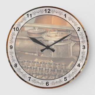 Reloj Redondo Grande Steampunk - La historia de escribir a máquina
