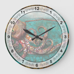 Reloj Redondo Grande Steampunk - La historia del Kraken