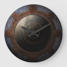 Steampunk Moon Clock Time Gears Metalizado