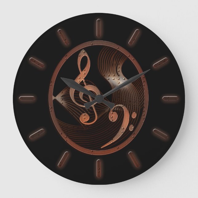 Reloj Redondo Grande Steampunk Music design wall clock (Anverso)