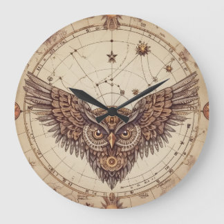 Reloj Redondo Grande Steampunk Owl Wings Wall Clock | Vintage Mechanica