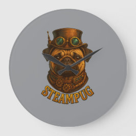 Reloj Redondo Grande Steampunk Pug Wall Clock - vintage "Steampug"