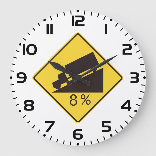 Reloj Redondo Grande Steep Grade Traffic Sign Trucking Hauling Caution (Anverso)