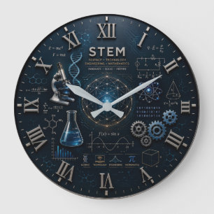 Reloj Redondo Grande STEM Science Technology Engineering Mathematics