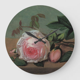 Reloj Redondo Grande Still Life of Flowers on a Ledge