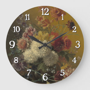Reloj Redondo Grande Stilleven met Bloemen - Elegante Floral Vintage