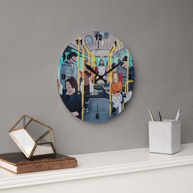 Reloj Redondo Grande Stranger on the Bus Painting by Alfred Fox (Oficina)