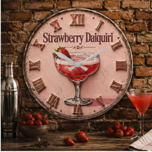Reloj Redondo Grande Strawberry Daiquiri Frozen Cocktail Bar Decor