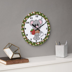 Reloj Redondo Grande Strawberry Mouse Kitchen Cartoon Wall Clock
