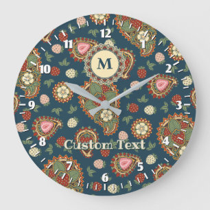 Reloj Redondo Grande Strawberry Paisley Pattern Large Clock