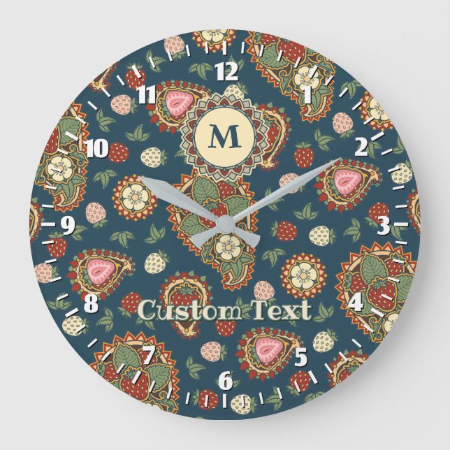 Reloj Redondo Grande Strawberry Paisley Pattern Large Clock (Anverso)