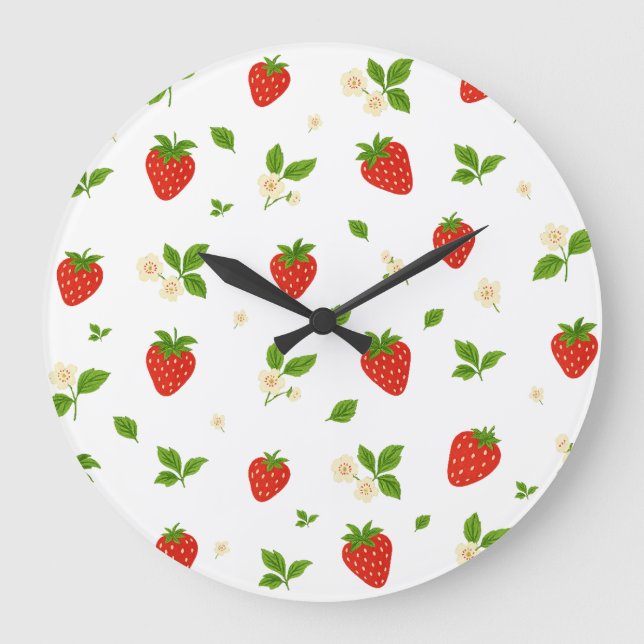 Reloj Redondo Grande Strawberry Pattern Kitchen Wall Clock (Anverso)