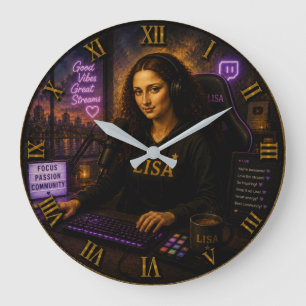 Reloj Redondo Grande Streamer Funny Mona Lisa Gamer & Twitch Creator