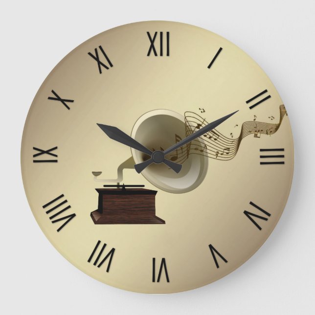 Reloj Redondo Grande Streams musicales del gramófono con 12 números (Anverso)