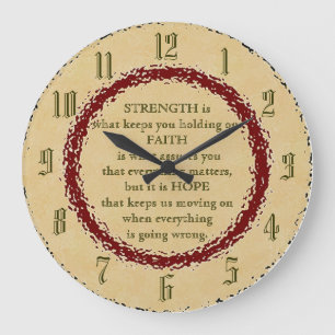 Reloj Redondo Grande Strength, Faith and Hope