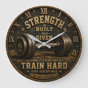 Reloj Redondo Grande Strength Is Built Not Given Home Gym Fitness 