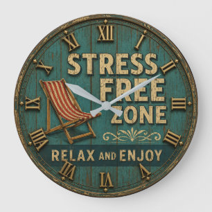Reloj Redondo Grande Stress Free Zone Rustic Beach House Decor