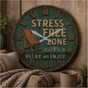 Reloj Redondo Grande Stress Free Zone Rustic Beach House Decor