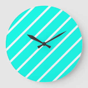 Reloj Redondo Grande Stripes Turquoise & White Clock