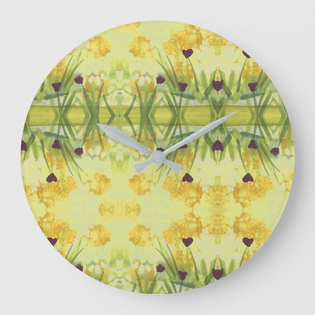 Reloj Redondo Grande Stylish Clock With Purple Hearts (Anverso)