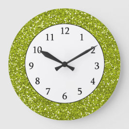 Reloj Redondo Grande Stylish Lime Green Glitter