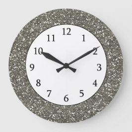Reloj Redondo Grande Stylish Silver Glitter