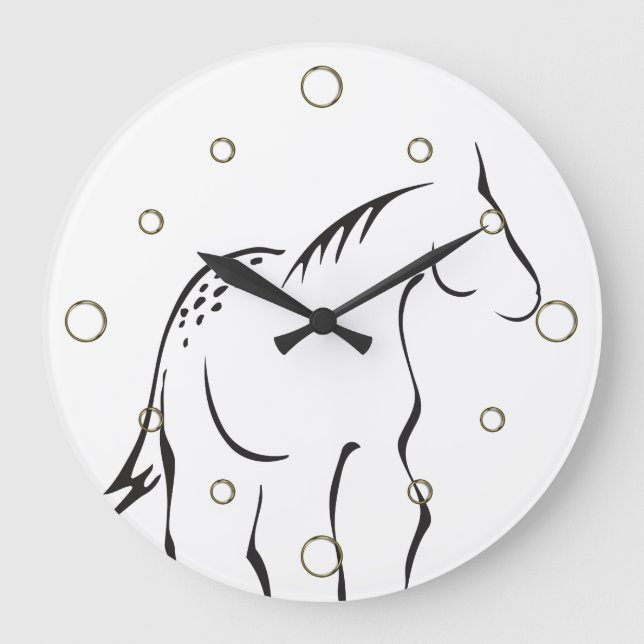 Reloj Redondo Grande Stylized Horse Wall Clock (Anverso)