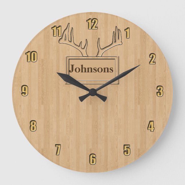Reloj Redondo Grande Su apellido personalizado (Anverso)