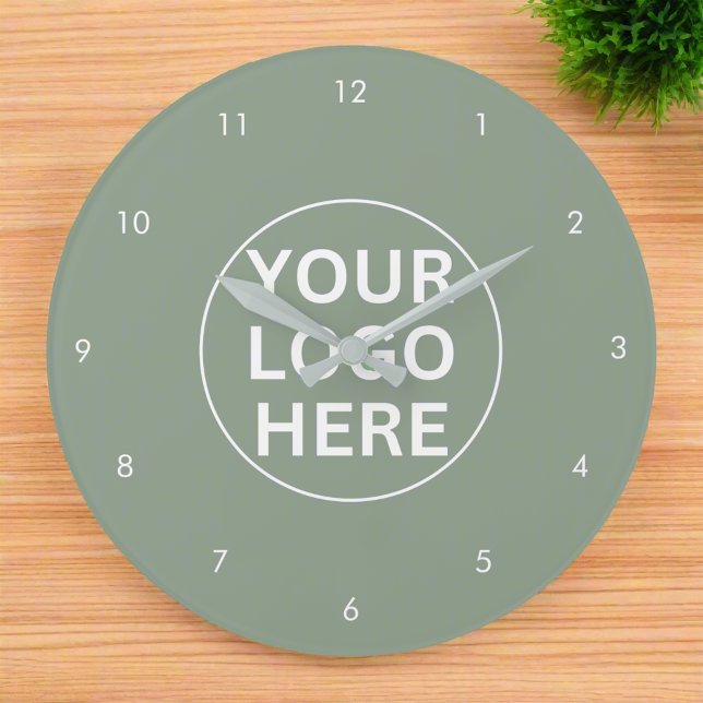 Reloj Redondo Grande Su logotipo l Business Professional Sage Green (Subido por el creador)