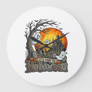 Reloj Redondo Grande Su Tiempo Halloween Casa Embrujada Cementerio Espe