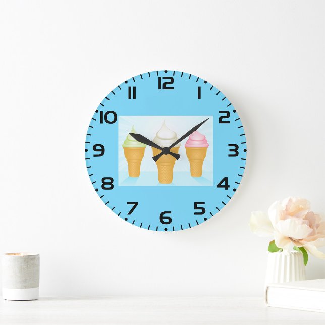 Reloj Redondo Grande Suave Sirve Helado Crema Cones Divertido postre de (Subido por el creador)
