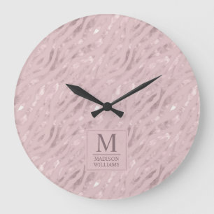 Reloj Redondo Grande Suave tono rosa pastel dorado plata brillo patrón