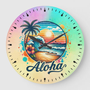 Reloj Redondo Grande Sublimación de Aloha Beach Vintage-94953