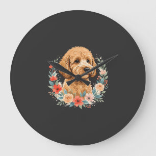 Reloj Redondo Grande Sublimación Redonda de Perro Floral