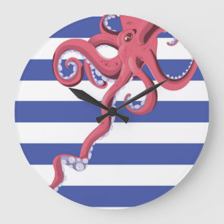Reloj Redondo Grande Submarinismo en calamar con rayas.