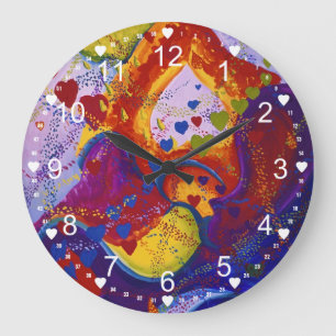 Reloj Redondo Grande Subterráneo - carmesí y extracto de los corazone