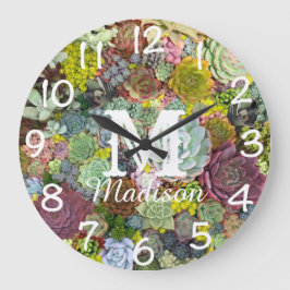 Reloj Redondo Grande Suculentos paisajes coloridos