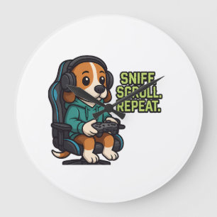 Reloj Redondo Grande Sudadera con capucha de dibujos animados de perro