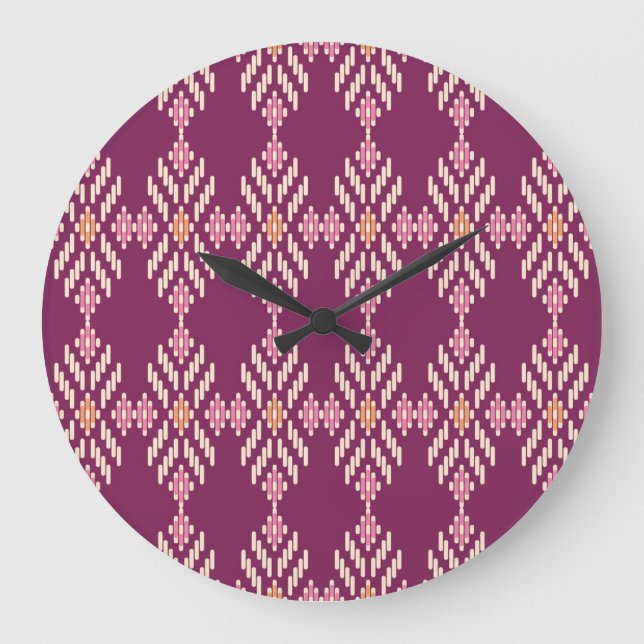Reloj Redondo Grande Sudeste Asiático: Patrón retro aborigen (Anverso)
