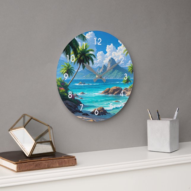 Reloj Redondo Grande Sueña, Paraíso Tropical, (Oficina)