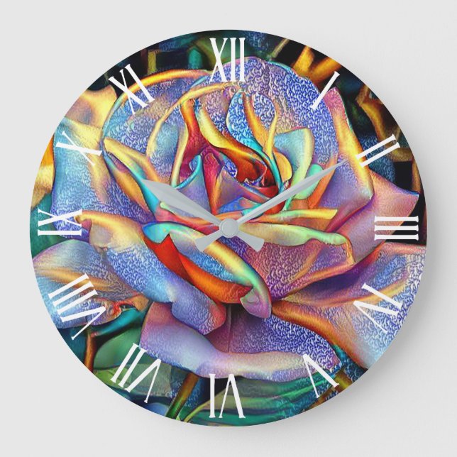 Reloj Redondo Grande Sueño de arte Rosa brillante único (Anverso)