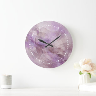 Reloj Redondo Grande  Sueño de Lavanda Remolino Lila Malva Lavanda