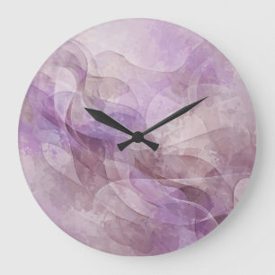 Reloj Redondo Grande Sueño de Lavanda Remolino Lila Malva Lavanda